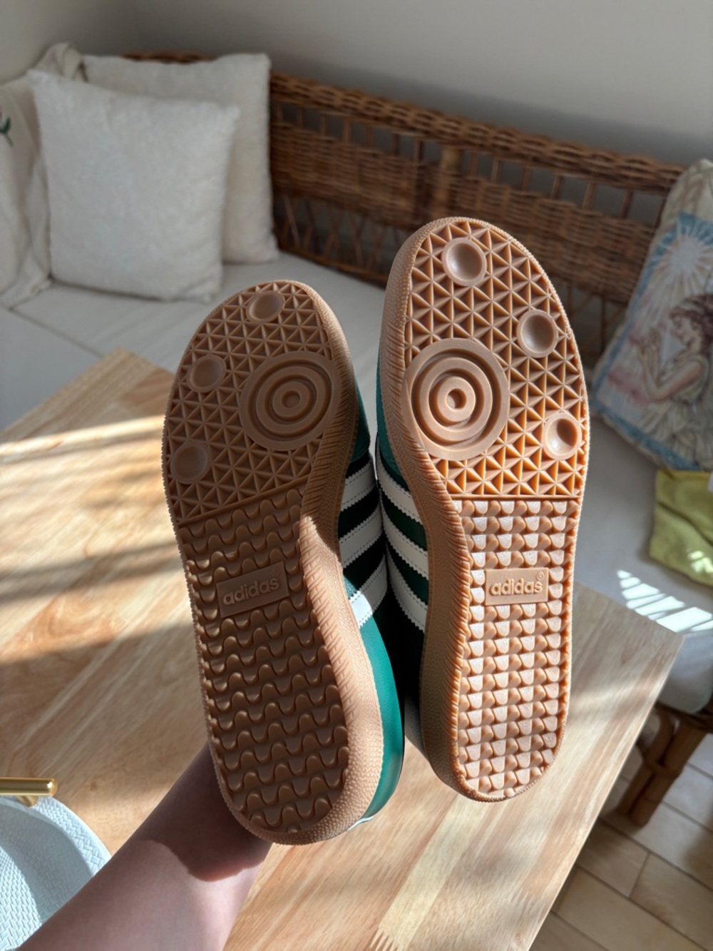 adidas Samba Mary Jane in Dark Green and White with Gum Sole - Picture 4 of 5